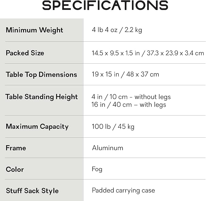 Nemo Equipment Moonlander Dual-Height Camp Table - Fog - One Size