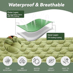Double Sleeping Pad for Camping - 5" Ultra-Thick Camping Mattress with Pillow, Built-in Foot Pump, Compact 2-Person Portable Camping Mat for Backpacking, Hiking, Car Traveling, Beach, Tent