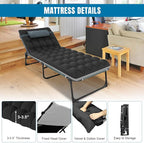 Big RED Camping Sleeping Cot, 5-Position Folding Cot/Lounge Chair with Mattress, Folding Sleep Camp Cots for Adults, Heavy Duty Lounge Chairs for Outside, Beach, Lawn