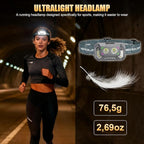 LED Headlamp Lightweight with Red Light Motion Sensor, 5 Modes USB-C Rechargeable, 6-Hour Runtime, Waterproof Headlight for Camping, Running, Fishing, Work, and Emergencies, 1 Pack