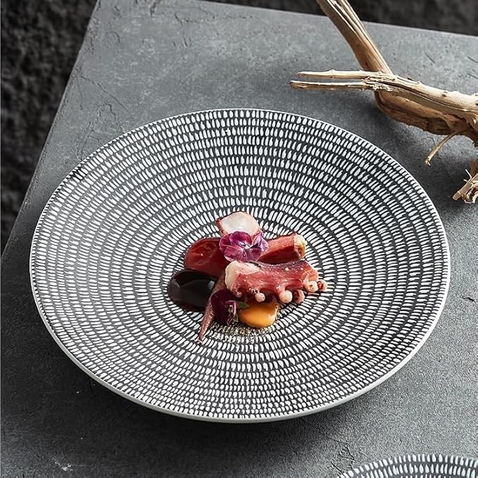 Camping Plates Ceramic Dinner Plate Creative Western Steak Pasta Frosted Special Hotel Tableware Decorative Plate(Large)