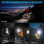 AMAKER LED Headlamp Rechargeable, 9000mAh Long Battery Head Lamp with 12 Modes, IPX7 Waterproof USB Rechargeable Headlight, Zoomable Headlamp for Adults, 90° Adjustable for Camping Hunting Climbing