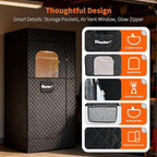 Sauna Box - Portable Sauna for Home with Upgraded 3L 1500W Steamer, Folding Chair and Non-Slip Mat for Relaxation Spa, 5-Layer Waterproof & Insulated Steam Saunas Tent, 3 * 3 * 6ft, Larger (Black)