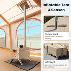 Inflatable Tents for Camping, Blow Up Tent with Hand Pump, Easy Setup Inflatable Hot Tent with Stove Jack, Waterproof Oxford Air Glamping Tents for Camping Adult 4 Person Upgrade Version