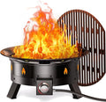 Ciays Large Propane Fire Pit 19 Inch, Gas Fire Pit with Grill Grate, Folding Legs, Hose Hooks, Propane Tank Holder, Cover & Carry Strap, Portable Outdoor Fire Pit for Camping, 58,000 BTU