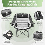 GEERTOP Oversized Padded Camping Chair for Adults with Removable Foot Rest Heavy Duty Extra Wide Compact Outdoor Folding Chair with Cup Holders 400lbs Capacity for Lawn Fishing Sports