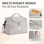 Lunch Bag for Women Insulated,Lightweight Soft Lunch Box with Straps,Reusable Leakproof Lunch Cooler for Work Meal Camping Beach,Grey