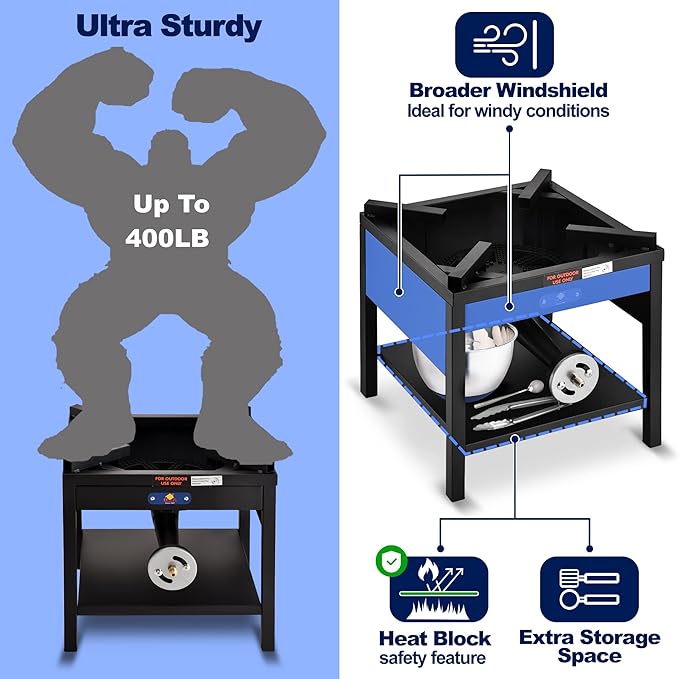 ARC Single Burner Propane Stove, 200,000BTU High-Pressure Outdoor Propane Stove Cooker Propane Burner, 16.5" Heavy Duty Burners for Outdoor Cooking Turkey Fry,Crawfish Boil,Homebrewing