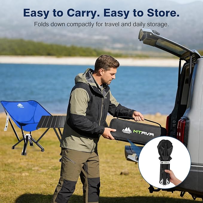 Utility-Grade Folding Chair — Stable One-Piece Structure, Authorized Folding Structure Patent, Balanced Aluminum Support, Compact & Portable Chair for Camping, Fishing & Everyday Outdoor Use
