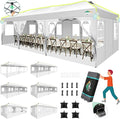 COBIZI 10x30 Pop Up Canopy Tent with 8 Removable Sidewalls, One Push Party Tent Outdoor Waterproof Event Canopy with Air Vent for Parties Commercial Wedding, 3 Height, Roller Bag, Sandbag, White