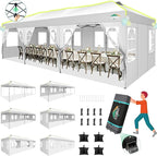 COBIZI 10x30 Pop Up Canopy Tent with 8 Removable Sidewalls, One Push Party Tent Outdoor Waterproof Event Canopy with Air Vent for Parties Commercial Wedding, 3 Height, Roller Bag, Sandbag, White