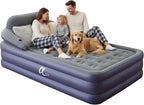 A-ER-FA Queen Air Mattress with Detachable Headboard and Cup Holder - 20 Height 700lbs Capacity Comfort Inflatable Bed for Guests Home Camping and Travel Durable Construction,Colchón Inflable,Air Bed