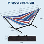 Double Hammocks with Stand for Outside, Portable Space Saving Heavy-Duty Steel Stand for Indoor Outdoor Patio with Carrying Bag, 450 lbs Capacity