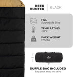 TETON Sports Deer Hunter Sleeping Bag, Warm and Comfortable Camping Sleeping Bag, Teton Tough Canvas Shell for Camping, Hunting, and Cold Weather