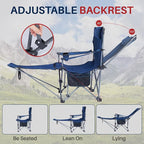 Folding Reclining Camping Chairs Footrest: 3 in 1 Portable Beach Lounge Chair Tanning Chairs with Backpack Lay Flat Lawn Chair Camping Furniture Camp Fishing Outdoor Carry Bag (Cloth Back, Grey)