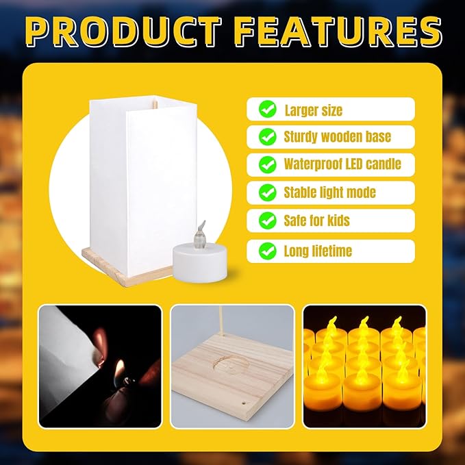 Floating Paper Lanterns,20 Set Decoration Wooden DIY with Remote led tealights for Birthday,Pool Party (20 Lanterns with Remote LED Candles)