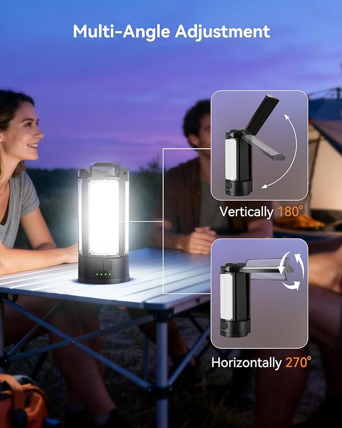 CORESLUX 10400mAh Rechargeable Camping Lights with Stand, 6000K Portable Work Light with 4 LED Lamp Heads, Magnetic Work Light Camping Essentials for Outdoor Work, Garage, Camping, Fishing, 2 Pack