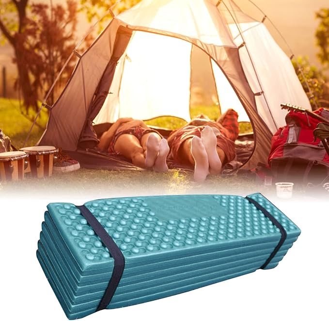 Alomejor Double Egg Crate Foldable Sleeping Pad, Soft PVC Thickened Isolation Pad for Camping (186 * 57)