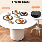 DYRABREST 100 Pcs 13 Inch Black Charger Plates, Bulk PP Wedding Chargers with Floral Reef Design Decorative Round Ruffled Rim Dinner Plates for Wedding Party Event Table Setting Decoration
