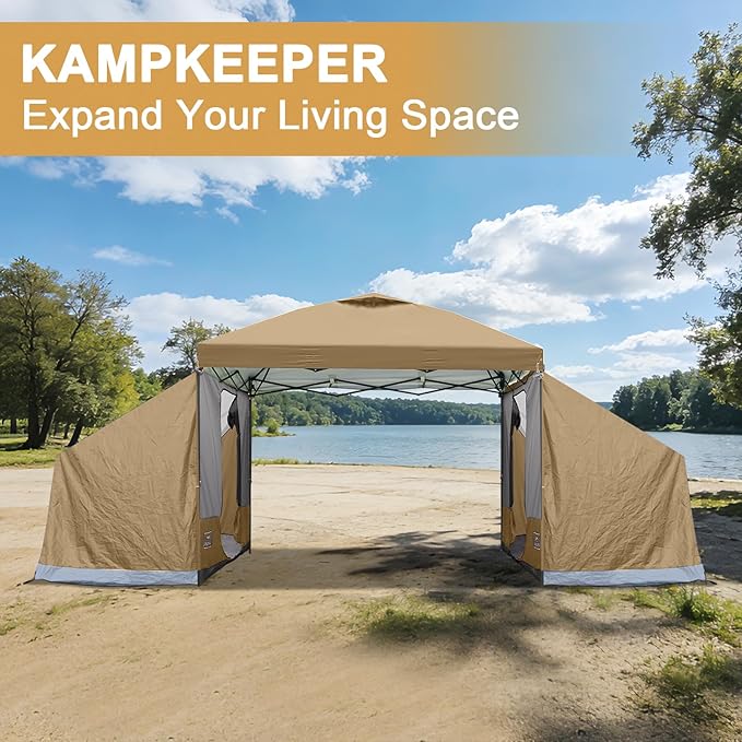 KAMPKEEPER 2 Person Canopy Side Tent, Camping Tent for 10x10 Canopies, Easy Up Cube Tents Gazebo Room with Mesh Window for Camping, Storage, Events(Canopy Not Included)