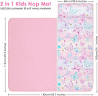 Kids Nap Mat Portable Slumber Bags with Removable Pillow and Blanket for Girls Boys, Lightweight Extra Large Sleeping Bag for Preschool Camping Daycare