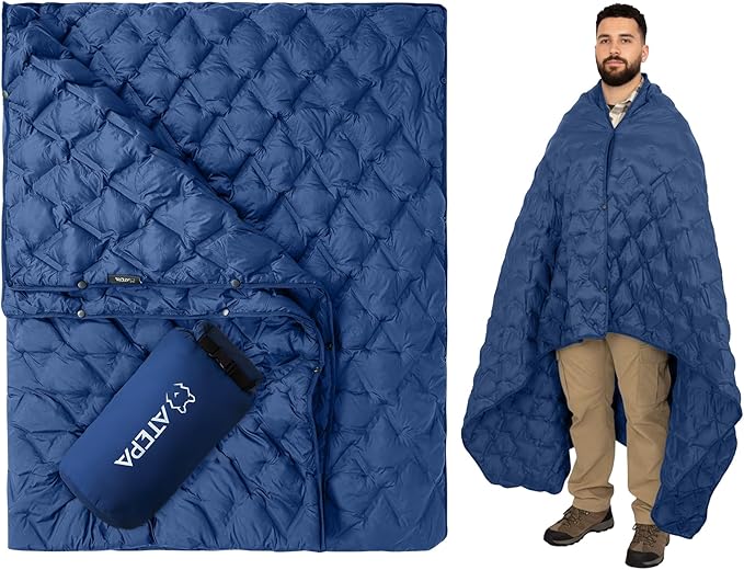 ATEPA Wearable Sleeping Bag, Recycled Warm Winter Camping Blanket Wearable Poncho for Outdoor, Stadium Sports Women Men