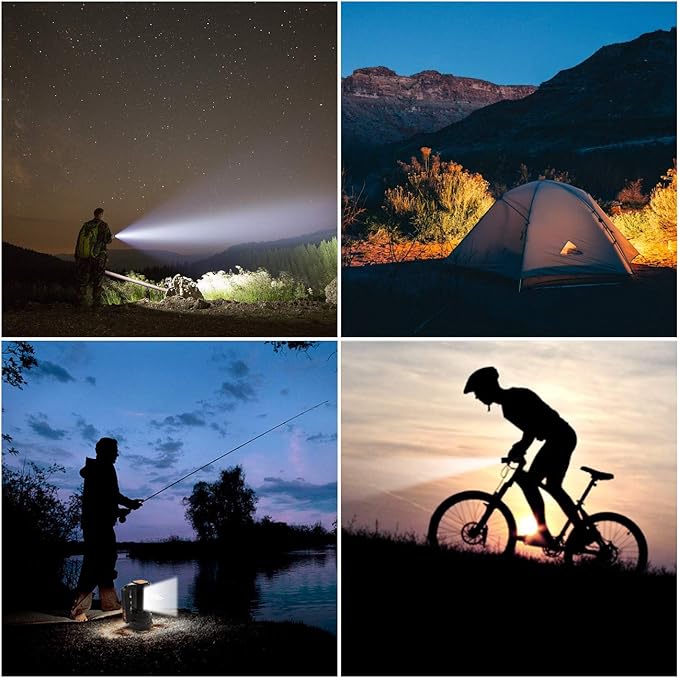 ERAY Ultra Powerful LED Torch, 10800mAH/15000 Lumens Rechargeable Flashlight, IPX4 Waterproof, 6 Modes USB Torch for Camping/Hiking/Emergency/Power Outage
