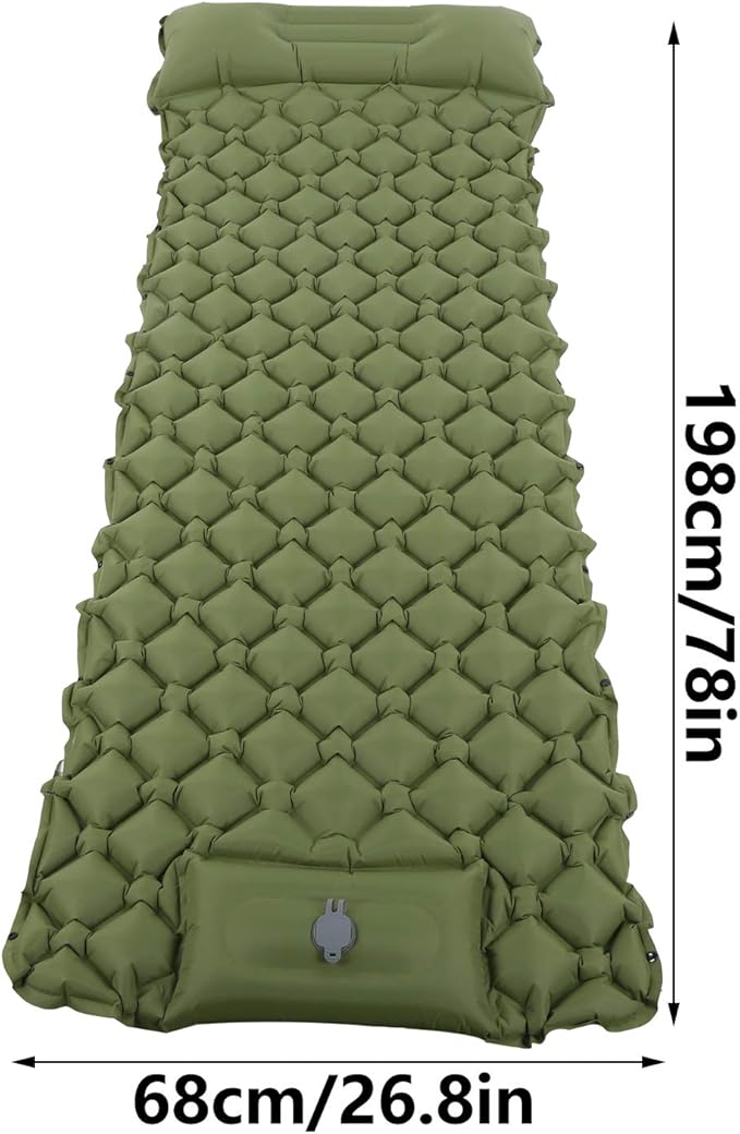 Alvinlite Sleeping Pad Air Mattress Inflatable Cushion Inflatable Camping Cushion Air Cushion Design for Traveling and Hiking(ArmyGreen)