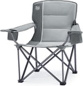 TIMBER RIDGE Oversized Folding Camping Chair for Adults, Support 550 LBS Heavy Duty with Cup Holder Side Pocket for Camping, Lawn, Picnic, Grey