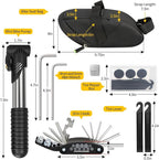 Bike Repair Kit, Bicycle Repair Bag With Tire Pump, Bike Tool Kit for Camping Travel, 16-in-1 Bike Multitool, Bicycle Tire Repair Kit, 4mm and 5mm Allen Wrenches, Used for Mountain Bike and Road Bike