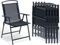 Crestlive Products Patio Folding Chairs Set of 6, Outdoor Folding Chairs with Durable Rust-Resistant Frame and Breathable Textilene Material for Outside, Black