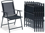 Crestlive Products Patio Folding Chairs Set of 6, Outdoor Folding Chairs with Durable Rust-Resistant Frame and Breathable Textilene Material for Outside, Black