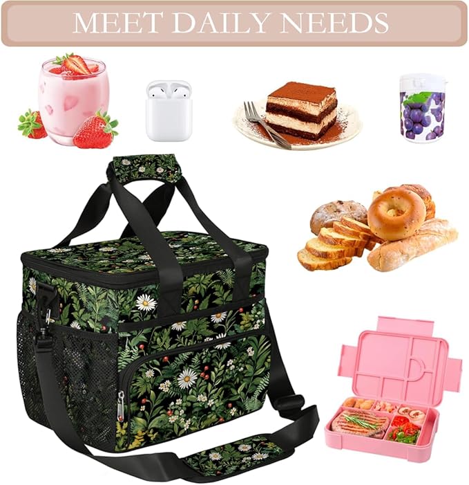 Daisy Wildflowers Floral Soft Cooler Bag Insulated Lunch Box for Men & Women, Large Leakproof Lunch Bag Portable Beach Cooler for Work, Picnic, Road Trips,Fishing, Travel, Camping,A-11