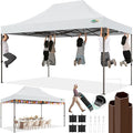Cobizi Heavy Duty 10x15 Pop Up Canopy Tent Without sidewall, Easy Up Canopy Outdoor Tents for Party Backyard Wedding, Instant Commercial Gazebo with Roller Bag, Upgraded Legs, White