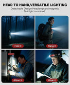 High Lumens LED Rechargeable Headlamp for Adults - Hard Hat Light Running Head Lamp with Red Light, Magnet, 180° Tilt, 7 Modes, Detachable Flashlight & Headband, Outdoor, Emergency Use 2PC Red