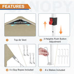 EAGLE PEAK Commercial Canopy 10x10 Pop Up Canopy Tent with 1 Sidewall, Easy Setup Heavy Duty Instant Event Shelter for Vendors & Markets, Outdoor Sun Shade, Light Beige