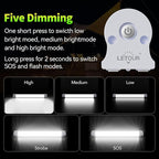 LETOUR LED Tube Magnetic Light Bar Work Lights 2000 Lumens 2600mAh 5 Lighting Options Camping Lantern USB Rechargeable Portable Battery Powered Lights with 2 Magnets Endurance for 40 Hours