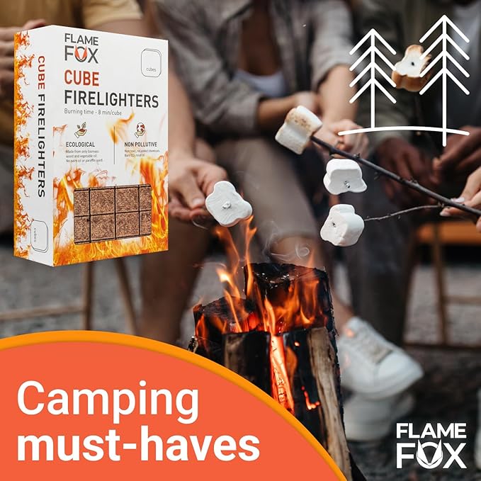 Flamefox Fire Cubes 160pcs - Quick Lighting Fire Starter for Fireplace, Wood Stove, BBQ, Camping - Easy Ignition, Long & Clean Burning, Weather Resistant Fire Lighter