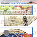 EAGLE PEAK Pop Up Canopy Tent with Wheeled Carry Bag, 8 Stakes, 4 Ropes, 4 Weight Bags, Easy Set Up Tent Canopy, 10x10 ft, 100sqft of Shade, Fruit Stand