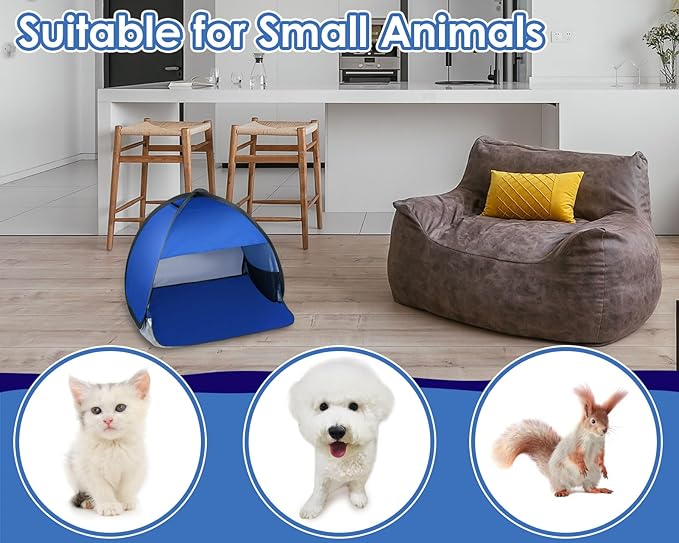 Mini Tent for Pets Small Dog Tent for Beach Portable Pop Up Sun Shade Shelter with Phone Compartment for Puppy and Large Cats Small Animals Sun Canopy for Camping and Outdoor