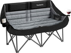 Oversized Double Camping Chair, Folding Loveseat Camping Couch with Pocket, Cup Holder and Carry Bag, Heavy Duty Portable Camping Chairs for Adults, Fishing, Sports, Trip, up to 660lbs, Black
