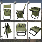 Jerify 2 Pcs Fishing Chair with Cooler Bag Multi-Function Foldable Compact Fishing Stool Hunting Chair Portable Backrest Stool with Folding Backpack for Finishing Camping Hunting Travel(Green)