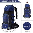 90L Hiking Backpack, Waterproof Camping Bag with Rain Cover, Lightweight Backpacking Back Pack