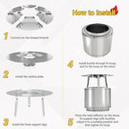 Upgraded Heat Deflector for Solo Stove Yukon 27’’, 304 Stainless Steel Heat Diffuser with Detachable Legs & Fix Hoop, Capture and Redirect Warmth, Camping Accessory