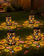 Colorful Sunflower Glow Solar Garden Lantern - 2026 Weather-Ready Sunflower Lantern for Every Season, IP65 Waterproof Metal Outdoor Hanging Light for Patio, Garden, Yard, Pathway (4PCS)