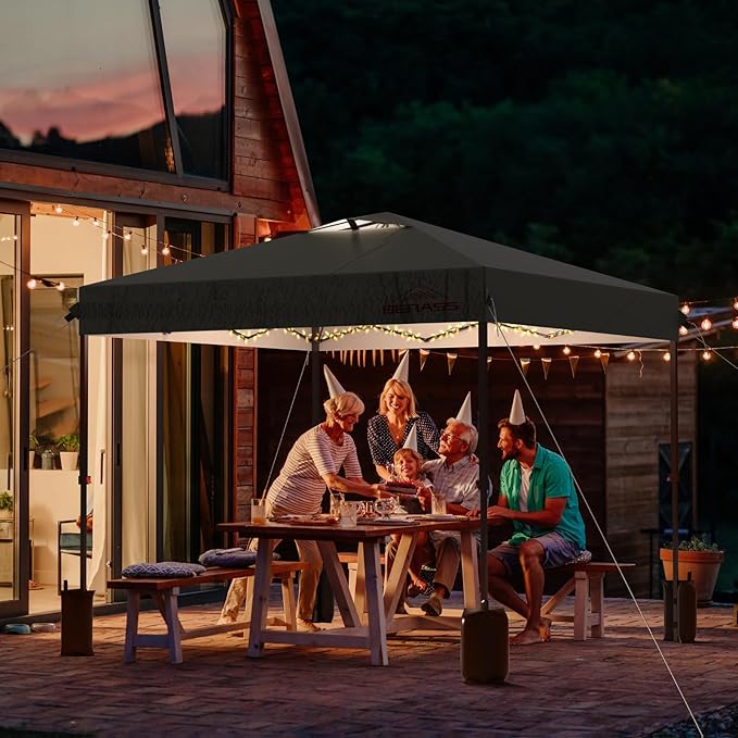 12x12 Pop Up Canopy, Easy Up Canopy Tent, Heavy Duty Tents for Parties, One Person Set Up Event Tent, Grey