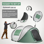 EchoSmile Instant Pop Up Camping Tent, 2/4/6 Person, Easy Setup Tent, Water Resistant Dome, Portable with Carry Bag