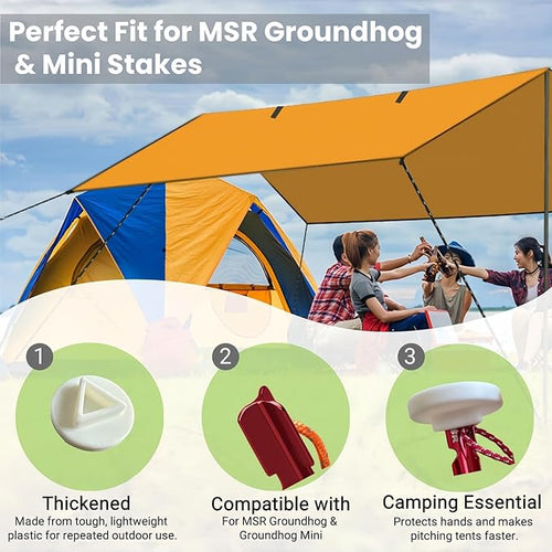 2-Pack 3D Printed Tent Stake Pusher Caps for MSR Groundhog & Mini – Fits 7.5" & 6" Stakes – Ultralight Durable Plastic Cap Only – Camping Tent Setup Tool for Backpacking, Hiking & Outdoor Gear