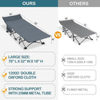 NAIZEA Oversized XXL Folding Camping Cot for Adults, Heavy Duty Outdoor Bed with Carry Bag, Portable Sleeping Bed for Outdoor Travel Camp Beach Vacation