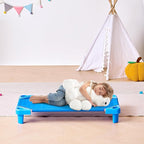 VEVOR Stackable Kiddie Cot, 6 Pack Portable Toddler Nap Cots, Standard Size 40" L x 23" W Daycare Cots for Kids, Preschool Classroom Daycare Beds for Sleeping, Resting, Naptime, Blue
